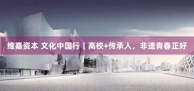 维嘉资本 文化中国行丨高校+传承人，非遗青春正好